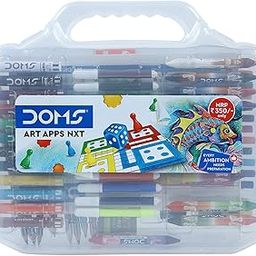 Doms Art Apps Nxt Kit With Plastic Carry Case | Perfect Value Pack | Kit For School Essentials | Gifting Range For Kids | Combination of 9 Stationery Items-31