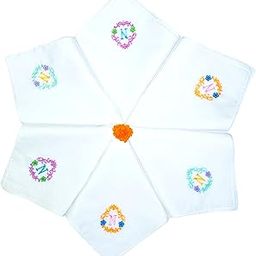 100% Cotton (Compact Yarn) Multicolor Initial Embroidery Handkerchief For Women (Size: - 33 cms * 33 cms) (Pack of 6)- Rohira - (A-Z) - Gift Pack-image-51