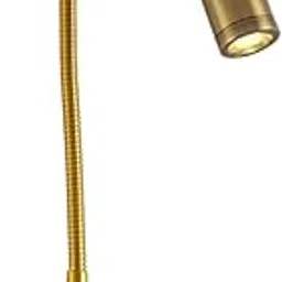 5W Aluminium Flexible Wall Reading Lights with On Off Switch Bed Lamp - Modern Gooseneck Light Bedside Lamp - Warm White - Gold (Pack of 1)-picture-0