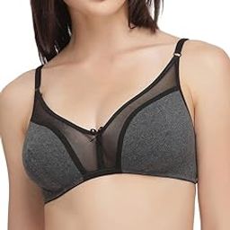 Women's Cotton Rich Solid Non-Padded Full Cup Wire Free T-Shirt Bra - Dark Grey-picture-42