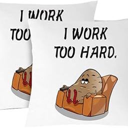 Mojolo Work Too Hard Theme Cushion Cover with Filler (12x12 Inches)(Pack of 2)-image-12