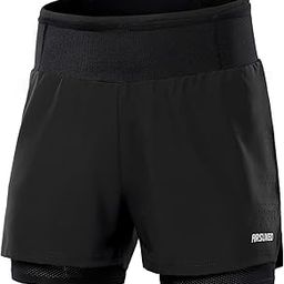 Ubervia Men 2 in 1 Running Shorts High Waist Athletic Shorts Sport Shorts Workout Shorts with Po ETS for Gym Jogging Tennis Black-image-74