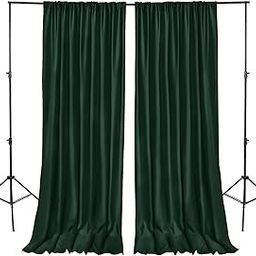 Boltove® Dark Green Wrinkle Free Decoration Backdrop Curtain Drapes Dark Green Backdrop Panels Background for Photography Wedding Parties Birthday Anniversary Function 4.5 x 12 Ft. | Set of 2 |-picture-1