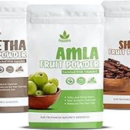 Havintha Natural Amla Reetha Shikakai Powder For Healthy Hair - Each 50gm (Combo Pack of 3)-image-1