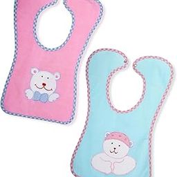 THE LITTLE LOOKERS� Terry Cotton Double Layered Baby Bibs/Burp Cloth/Saliva Towel with Comfortable Tich Button Neck for Feeding Babies/Infants/Toddlers (Bib 0521-Pink & Green, Pack of 2)-7