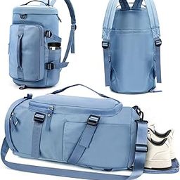 Gym Bag for Women Men, Travel Backpack Carry On Backpack Weekender Overnight Bag Waterproof Hiking Rucksack Daypack Sports Duffle Bag with Shoes Compartment & Dry Wet Separated, Blue, L, Fashion-image-126
