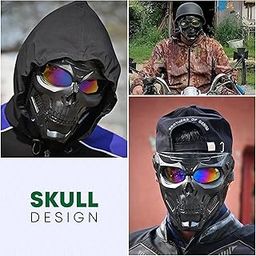 OBEROI'S TRADERS Skull Face Mask with Rainbow Goggle for Bike Riding, UV Protective Anti-Scratch Eyewear | Windproof Dust Shield for Cycling, Off-Road, Racing | Unisex Motorcycle Face Cover-image-30
