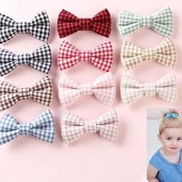 Baby Hair Clips Bows for Girls Mini Fully Lined Checked Baby Bows Tiny Hair Bow Barrettes for Infant Little Girls Toddler Kids Teens Fine Hair Clips, Hairpins for Girls, Pack of 10-image-58