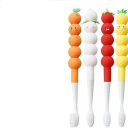LIGHTER HOUSE� Children Soft-bristled Toothbrush Different Fruit Shape Soft Bristle Kids Oral Health Care 2-12 Years Old (02 Pcs Set) Mix Design-1