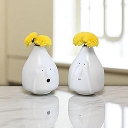 NORTIVIA Ceramic Flabbergasted Face Vase Set of 2 – Cute Small Flower Vase for Dining Table Decoration | Quirky Mini Vase for Table, Shelf, or Desk (White)-image-10