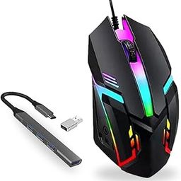 ENTWINO Combo of C Type USB Hub with 4 Ports & D1 Mouse Black LED Backlight up to 1800 DPI-picture-29