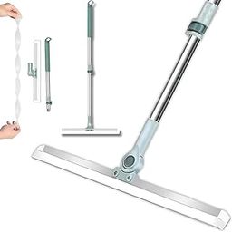Magic Broom 50 CM Silicone Floor Wiper?180 Rotating Squeegee for Floor, Tile, Marble, Glass & Window Cleaning, Adjustable Long Handle, Durable Silicone Blade for Bathroom, Home.BM1-28