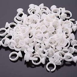 Glue Rings for Eyelash Extensions, Plain White Glue Rings Lash Fan Glue Cups Holder Lashing Supplies (White Round Shaped) (25 Pc)-image-89