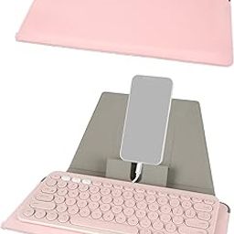 Geekria Compact Keyboard Case, Vegan Leather Travel Case, with Phone and Tablet Holder, Compatible with Logitech K380/Pebble Keys 2 K380s, Magic Keyboard (Pink)-13