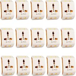 Hi-Plasst 3 Pin Multi Plug Adapter (15 Pieces)– Universal Travel Converter 6A & 10A – 3 Way Plug Socket for UK, US, EU – Durable & Compact Design-13