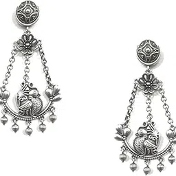 dulcett India Oxidised Earrings | Oxidized Chandbali Earrings for Women & Girls, Ethnic Silver Replica Round Earrings-picture-39
