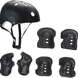 Kids Bike Helmet Set Ventilation for Skateboarding Outdoor Sports Boys Girls Black| Lightweight Sports Helmet | Helmet Accessories-image-44