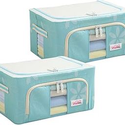 BlushBees Living Box - 600D Oxford Fabric Storage Boxes for Clothes, Shirts, Saree Cover - 24 Litre, Pack of 2, Blue (AR-482) 50L x 40W x 22H Cm-picture-14