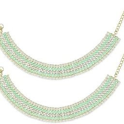 Traditional Alloy Gold Plated Kundan Pearl Payal Anklet for Women (A046)-image-97