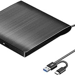 External DVD Drive USB 3.0 Type-C USB Portable Player for Laptop CD DVD +/-RW Disk Drive CD ROM Burner Writer CD/DVD Burner Reader Compatible with Desktop Windows Linux OS Apple MacBook-5