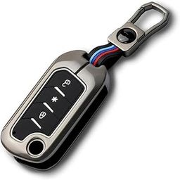 key shield Metal Alloy Key Cover Compatible For Mahindra Scorpio | XUV 300 | Marazzo | XUV 700 | XUV 400 EV | Bolero | Thar | Tuv 3 Button Flip Key,Silver-picture-30