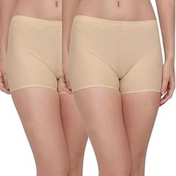 Women’s Nylon Spandex Seamless Boyshorts Panty for Girls & Women,Underpants for Women for Daily Use - Free Size/L, Beige Color Pack of 2-image-18
