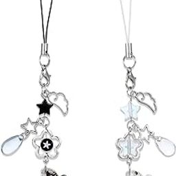 Tyqour 2 Pcs Aesthetic Y2k Keychain Cute Phone Keychain Cute Phone Charm, Charms for Phone Case Koi Star Beads Phone Charms Y2k Accessories for Women Phone Bag Camera Pendants Decor, Resin, No-image-93