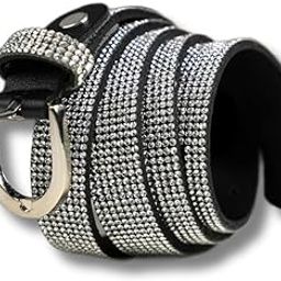 Jeans Belt for Women Crystal Stone Studded Slim Belt for Ladies Belt for Jeans Stylish Waist Belt-image-120