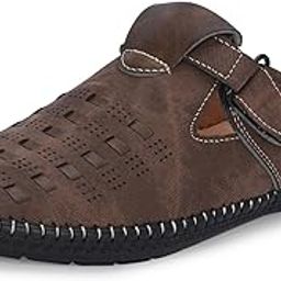 Back Open Faux Leather Clogs Backless Sandals for Men-picture-31