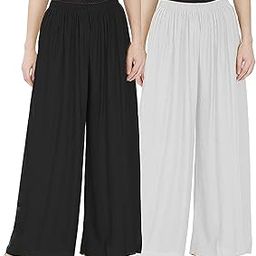 Women's Regular Fit Rayon Palazzos Combo (Pack of 2) Free Size-image-12