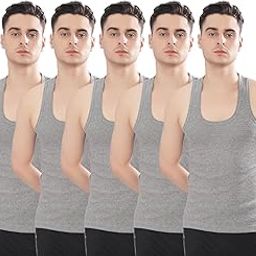 Men's Grey Melange Pack of 5 Derby RN Vest-picture-7