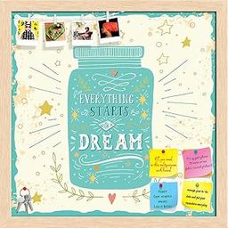 ArtzFolio Everything Starts with A Dream | Bulletin Board Notice Pin Board | Vision Soft Board Combo with Thumb Push Pins & Sticky Notes | Natural Brown Frame | 20 x 20 inch (51 x 51 cms)-13