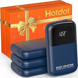Hotdot AI Hand Warmers Rechargeable with Gift Box, 4 Pack Portable Electric Hand Warmer with LED Display Battery and Temperature, Fast Heating, for Men, Women, Hunting Camping Blue-image-98