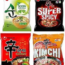 NongShim Shin Ramyun, Red Super Spicy, Kimchi & Veggie Instant Noodles 120 gm *3 Pack and 112 gm X 1 Pack (Pack of 4)-image-6