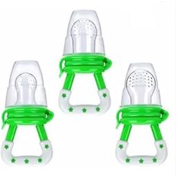 YOS TRENDZ Silicone Fruit Feeder for Babies- Safe Fresh Food Nibbler & Teether for 6+ Months 3Pc (Green)-image-2