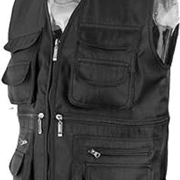 ATORSE Men Outdoor Multi-Pocket Vest Travelers Fishing Photography Jacket 2XL Black-image-34