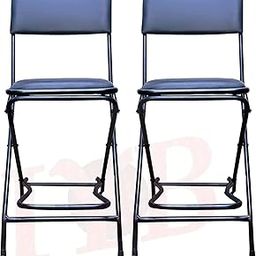 IYB - (24 inch Square Strong Heavy Duty Folding Padded Chair with Foot Rest for Kitchen, Restaurant & Bar, etc (Black) Set of 2-image-22