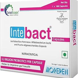 INTEBACT 3.3 BN CFU Probiotics Supplement Lactobacillus Bacteria support Gut Digestive Health & Immunity Booster for Men Women 10 Veg Capsules-20