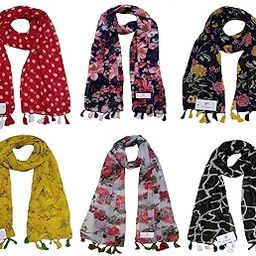 Women's Printed Scarf and Stoles, (Multicolor, FS10145) - Pack of 6-image-22