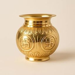 ECOPLUS HANDICRAFT Pure Brass Lota for Puja Swastik Design Kalash Sacred Brass Lota - Puja Kalasham for Home Temple & Rituals 550 ML (Big Size 180Gram)-image-31