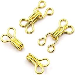 Kavya Craft Present Imported Bra Hooks and Eyes Clothing Sewing 8mm-10mm, Pack of 200 Sets, Golden (100+100)-image-17