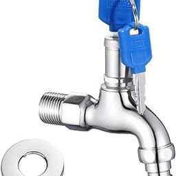HASTHIP® Outdoor Faucet Lock System Stainless Steel 1/2" Faucet with Integrated Lock & 2 Keys, Universal Connection, Secure Outdoor Watering System for Kitchen, Garden, Bathroom, Commercial Use-image-41