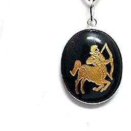 Black Tourmaline sagittarius Zodiac Dhanu Rashi Auspicious Symbol Engraved Lucky Charm pendant For Men And Women-picture-44