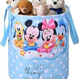 Kuber Industries Foldable 45L Toys Organizer for Kids Room - Soft Toys Storage Bag/Basket/Container with Handles | Disney Kids - Sky Blue-image-66