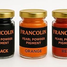 Francolin | Black, Orange & Red | Mica/Pearl Powder Pigment | Non Toxic | Vibrant Metallic Glowing | for Soap, Epoxy Resin, Painting, Nail Art & Craft, Cosmetic, Slime | 20g*3-image-94