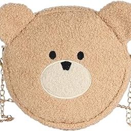 Japanese Cute Plush Bear Crossbody Bag Purses Teen Girls Lolita Messenger Bag Smsll Coin Purse Kawaii Chain Shoulder Bag, Brown, Cute Crossbody Bag-20