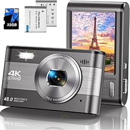 4K Digital Camera, 48MP Autofocus Vlogging Camera for Photography & YouTube, Vintage-Style Compact Travel Camera with Flash, 18X Digital Zoom, Anti-Shake, 32GB SD Card & 2 Batteries Included-57