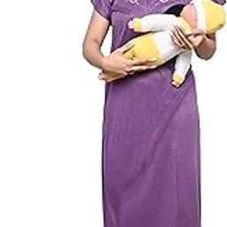 Feeding/Maternity Stylish Cotton Hosiery Self Print Nighty/Nightgown/Nursing Nighty Combo for Women - (Free Size)-image-45