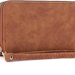 Faux Leather Zip Around Stylish Womens Wallet Clutch Handheld Ladies Purse with Multiple Card Holders (Tan)-14
