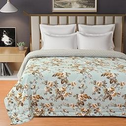 Florida AC Comforter Made of Microfiber 200 GSM Duvet for Double Bed/Quilt Blanket Lightweight for All Weather-reeva03| TC - 150, Blue-image-43
